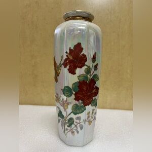 Vintage Porcelain Vase From Japan humminbird And Flowers